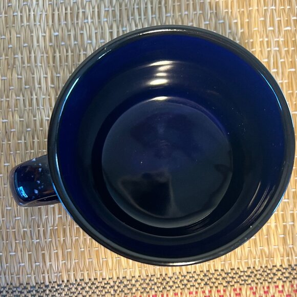 Cobalt Blue and White Speckled Camping Campfire Style Wide-Mouth Stoneware Mug - Picture 7 of 9